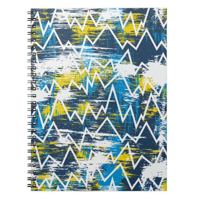 Ethnic boho seamless pattern. Zigzag pattern. Scri Notebook (Front)