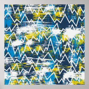 Ethnic boho seamless pattern. Zigzag pattern. Scri Poster