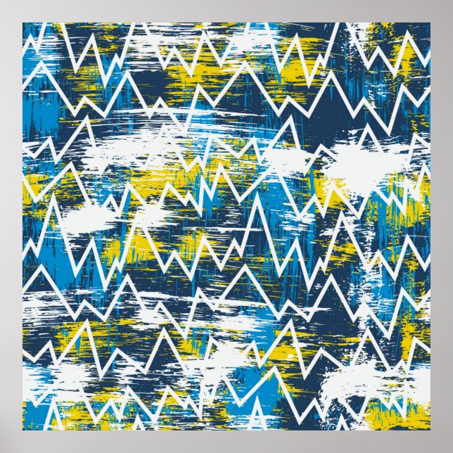 Ethnic boho seamless pattern. Zigzag pattern. Scri Poster (Front)