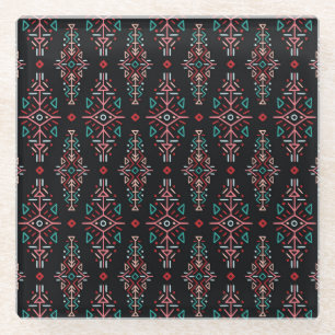 Ethnic Boho Tiles: Vintage Seamless Pattern Glass Coaster