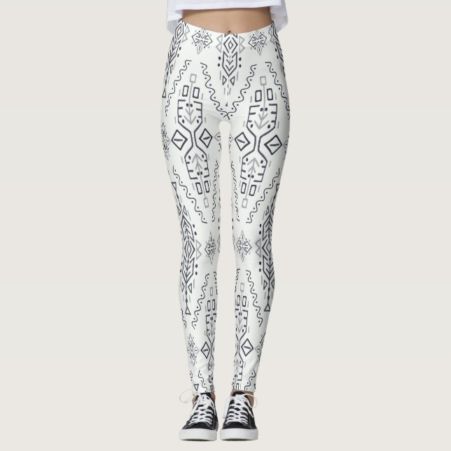 Ethnic Boho: Trendy Hand-Drawn Seamless. Leggings (Front)