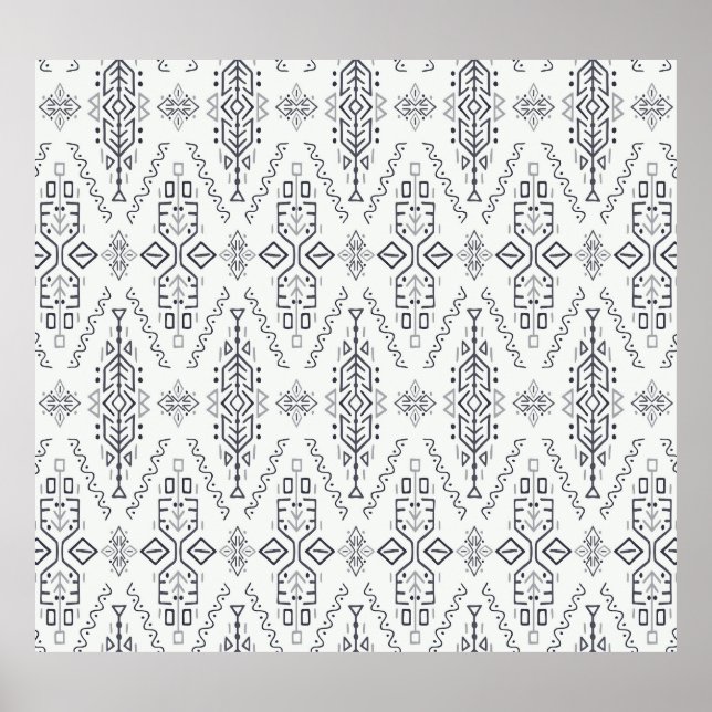 Ethnic Boho: Trendy Hand-Drawn Seamless. Poster (Front)