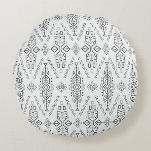 Ethnic Boho: Trendy Hand-Drawn Seamless. Round Cushion