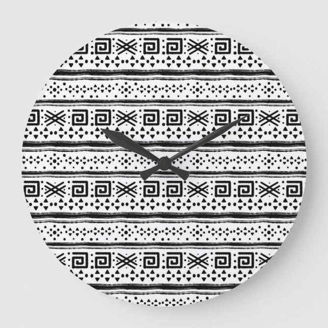 Ethnic Boho Tribal Art Print Large Clock (Front)