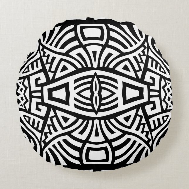 Ethnic Boho: Vintage Trendy Round Cushion (Front)