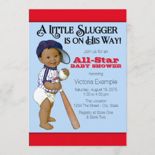 Ethnic Boy Baseball Baby Shower Invitation