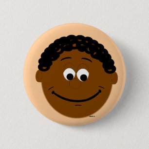 Ethnic Boy Face Dark Smiles Button Badge