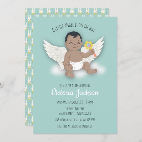 Ethnic Boy Little Angel Baby Shower Invitations Zazzle Co Uk