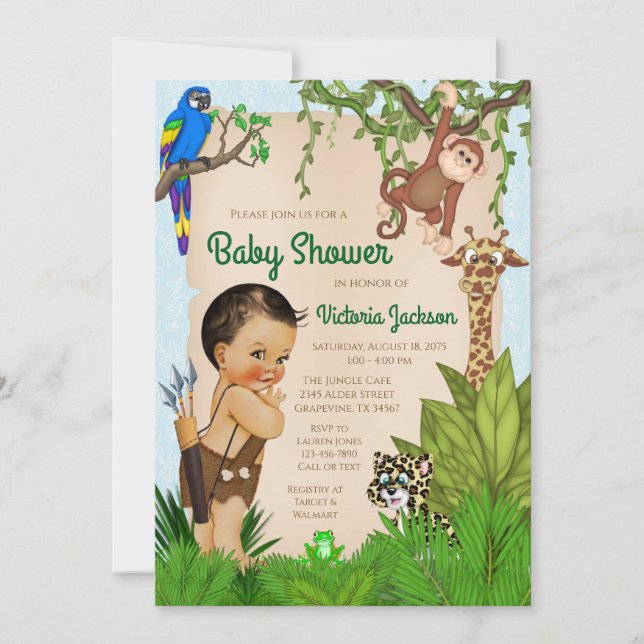 Ethnic Boy Safari Baby Shower Invitation (Front)
