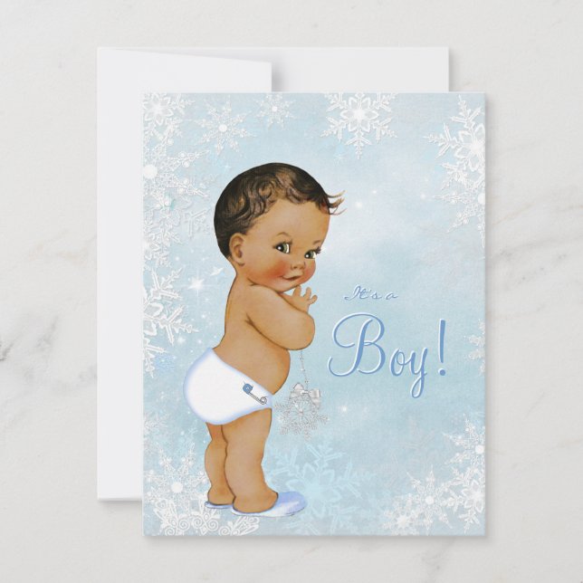 Ethnic Boy Winter Wonderland Baby Shower Invitation (Front)