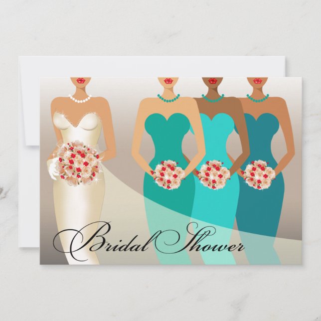 ETHNIC BRIDE Bridal Shower | teal Invitation (Front)