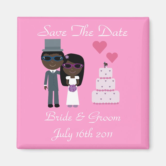 Ethnic Bride & Groom Sunglasses Summer Wedding Magnet (Front)