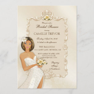 Ethnic Bride Ivory Satin Wedding Rose Invitation