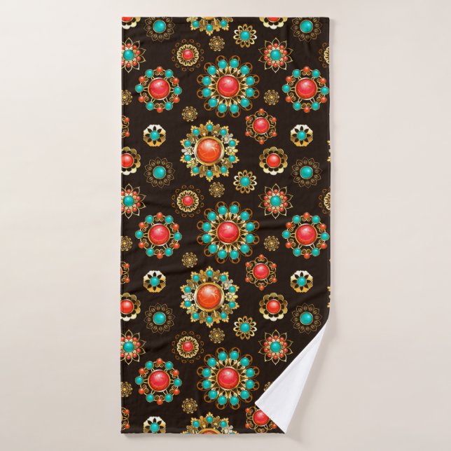 Ethnic Brooches Seamless Pattern Bath Towel (Bath Towel)