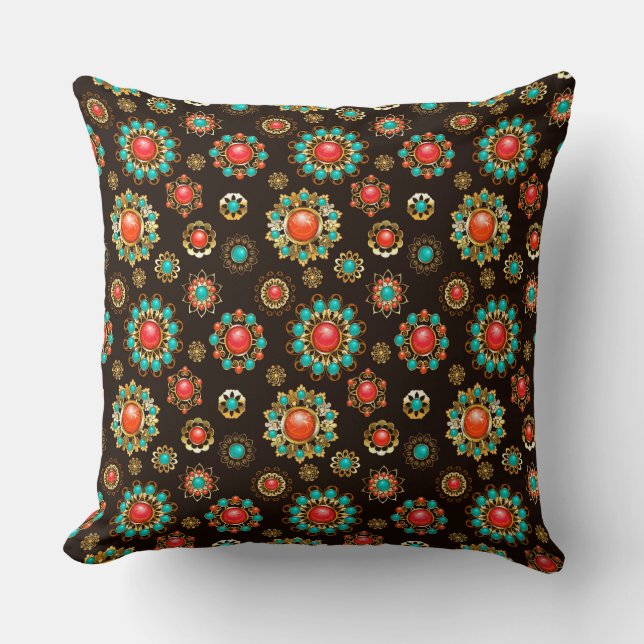 Ethnic Brooches Seamless Pattern Cushion (Front)