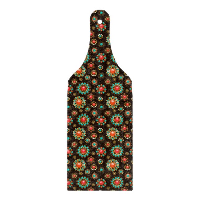 Ethnic Brooches Seamless Pattern Cutting Board (Front)
