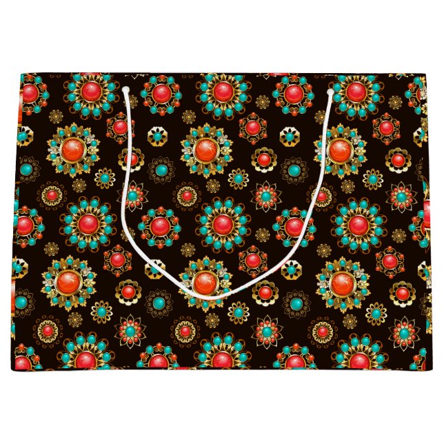 Ethnic Brooches Seamless Pattern Large Gift Bag (Front)