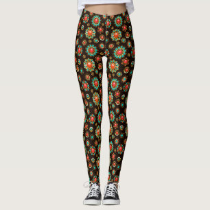 Ethnic Brooches Seamless Pattern Leggings