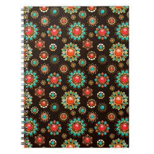 Ethnic Brooches Seamless Pattern Notebook
