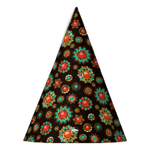 Ethnic Brooches Seamless Pattern Party Hat