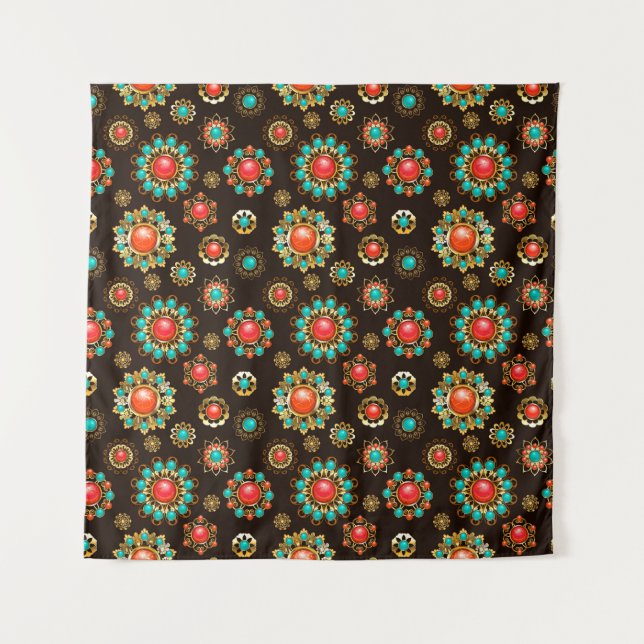Ethnic Brooches Seamless Pattern Tapestry (Front)
