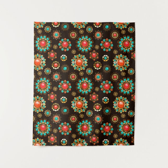 Ethnic Brooches Seamless Pattern Tapestry (Front)