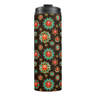 Ethnic Brooches Seamless Pattern Thermal Tumbler