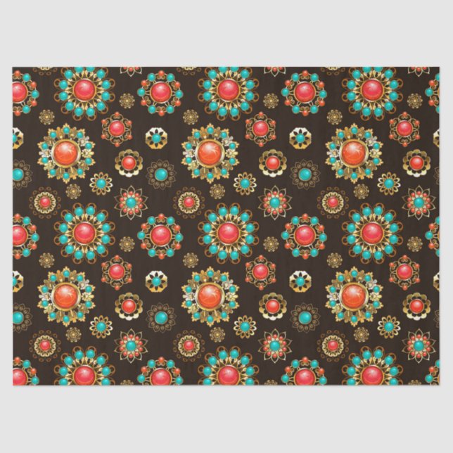 Ethnic Brooches Seamless Pattern Tissue Paper (Front)
