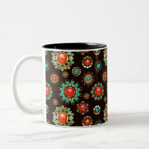 Ethnic Brooches Seamless Pattern Two-Tone Coffee Mug