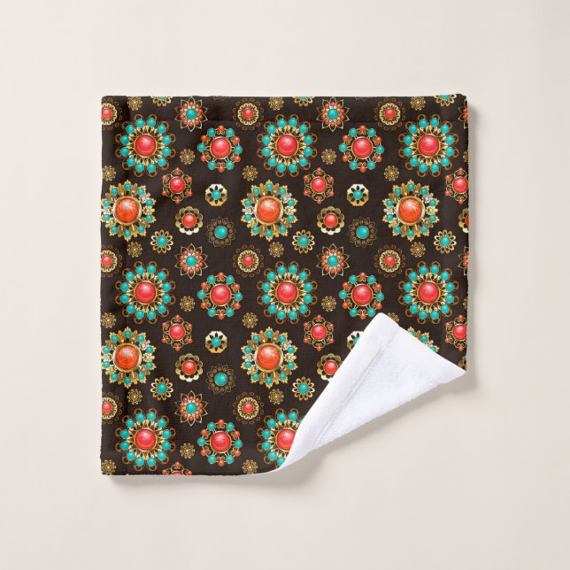 Ethnic Brooches Seamless Pattern Wash Cloth (Wash Cloth)