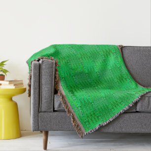 Ethnic Chevron Damask, Emerald and Lime Green Throw Blanket