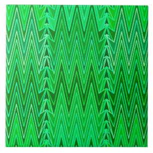 Ethnic Chevron Damask, Emerald and Lime Green Tile