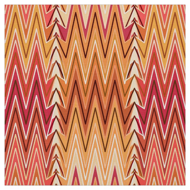 Ethnic Chevron Damask, Gold, Rust and Cream Fabric (Swatch)