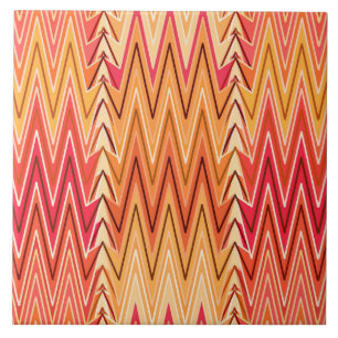 Ethnic Chevron Damask, Gold, Rust and Cream Tile