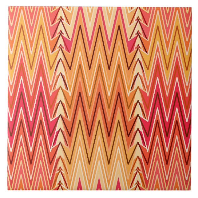 Ethnic Chevron Damask, Gold, Rust and Cream Tile (Front)