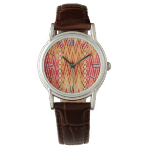 Ethnic Chevron Damask, Gold, Rust and Cream Watch