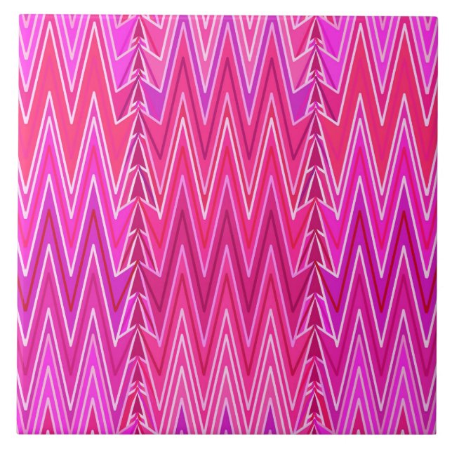 Ethnic Chevron Damask, Purple and Fuchsia Pink Tile (Front)