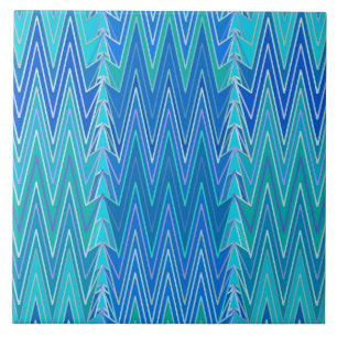 Ethnic Chevron Damask, Turquoise and Blue Tile