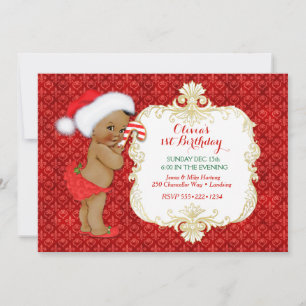 Ethnic Christmas Baby Girl Birthday Shower Invitation