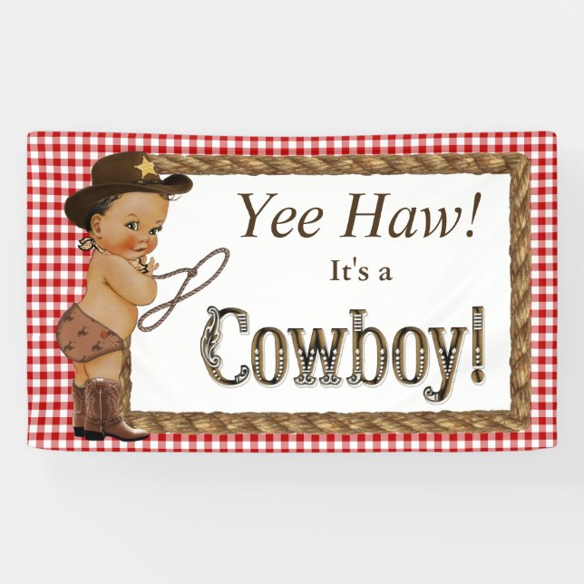 Ethnic Cowboy Baby Shower Banner (Horizontal)