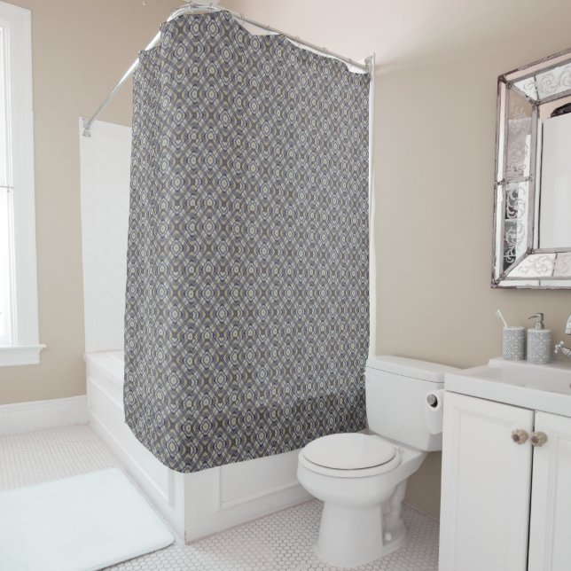 Ethnic Dark Grayish Seamless  Shower Curtain (In Situ)