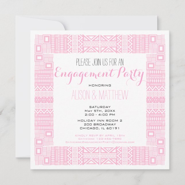Ethnic Design Custom Engagement Party #1 Invitation (Front)