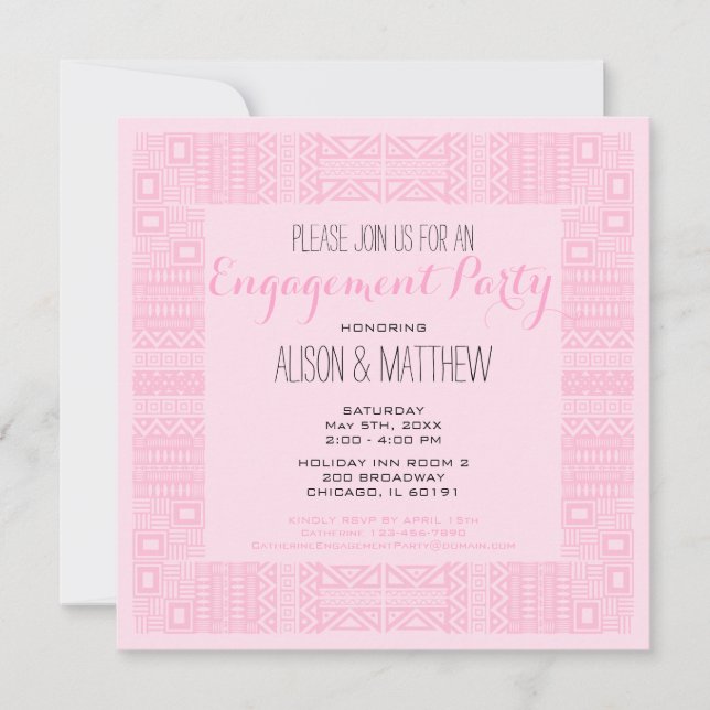 Ethnic Design Custom Engagement Party #2 Invitation (Front)