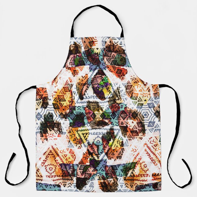 Ethnic design. Striped watercolor seamless pattern Apron (Front)