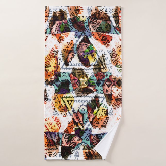 Ethnic design. Striped watercolor seamless pattern Bath Towel (Bath Towel)