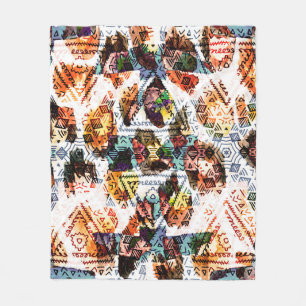 Ethnic design. Striped watercolor seamless pattern Fleece Blanket