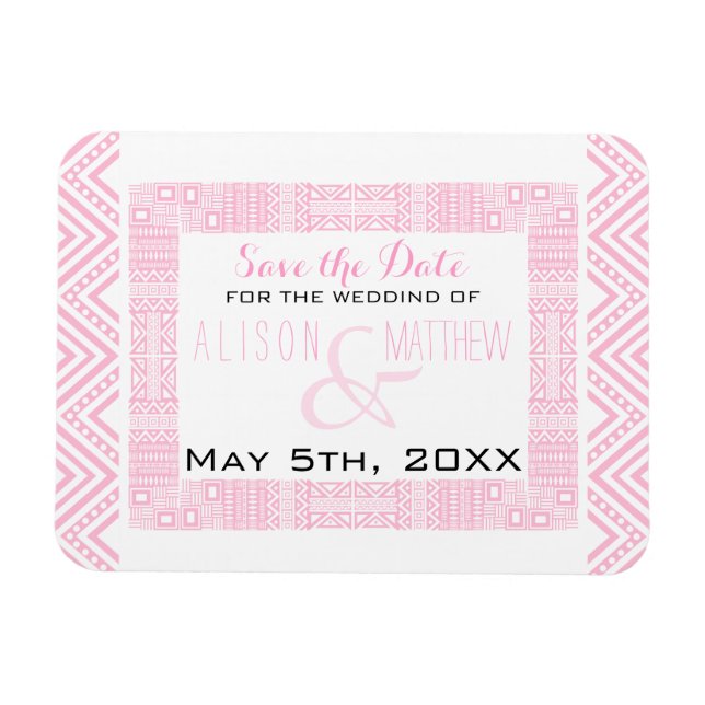 Ethnic Design Wedding Save the Date Magnet 1 (Horizontal)