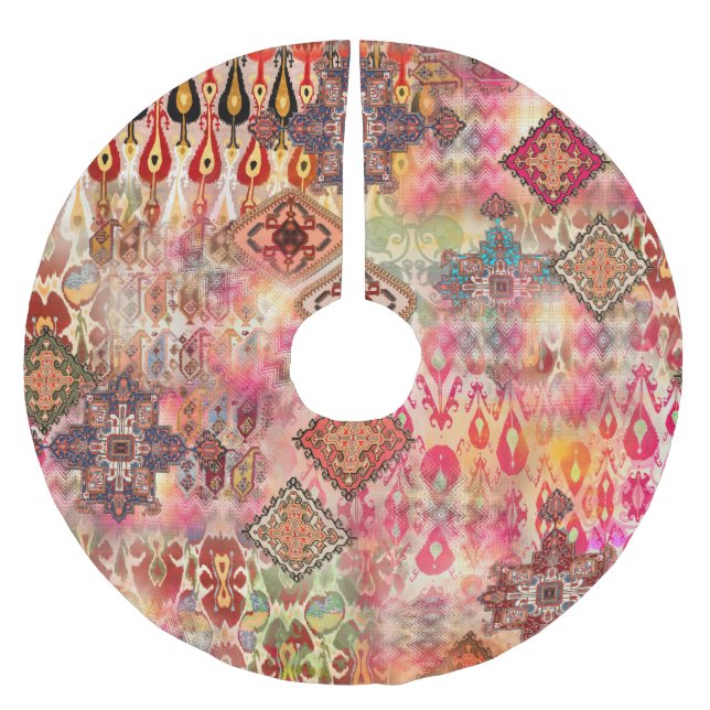 Ethnic Digital Abstract Seamless Pattern Brushed Polyester Tree Skirt (Front)