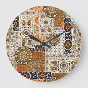 Ethnic Digital Abstract: Seamless Pattern Large Clock