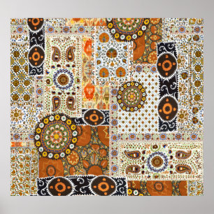 Ethnic Digital Abstract: Seamless Pattern Poster